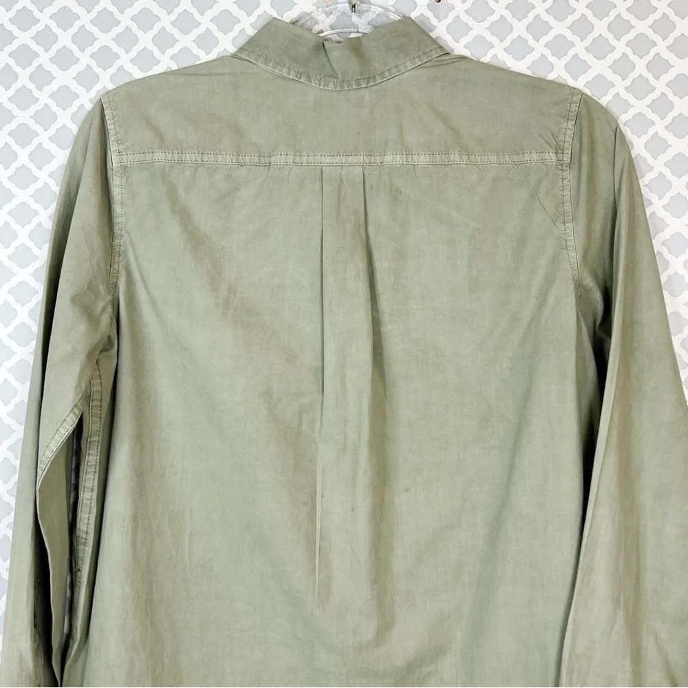 GUC J. Crew Olive Beaded Pocket Popover Shirt